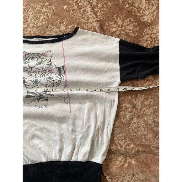 Vintage cat print front and back dolman style blouse size xs - Picture 5 of 6